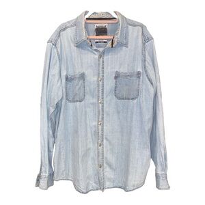 Levi’s Vintage Distressed Denim Button Up Shirt 2 chest pockets Size XXL  S 4